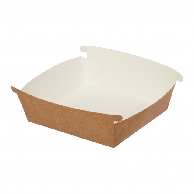 Лоток бумажный для гамбургера  Combi Box 120*120*35 мм, крафт